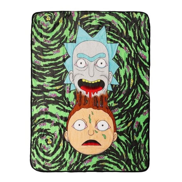Adult Swim Other - New Rick & And Morty Plush Throw Gift Blanket Adult Swim Cartoon Time Portal NIP